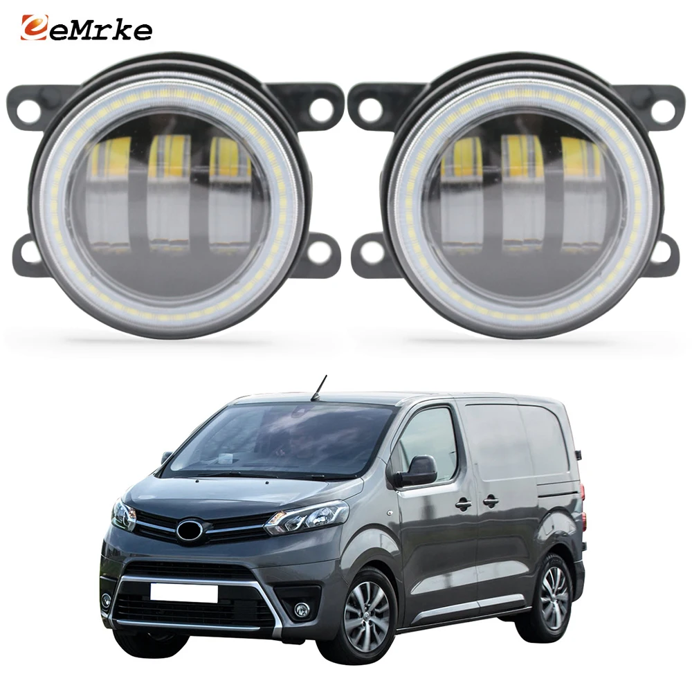 Pair Led Angel Eye DRL for Toyota ProAce 2016 2017 2018 2019 2020 Fog Lights Assembly with Lens Car Daytime Running Lights Lamp