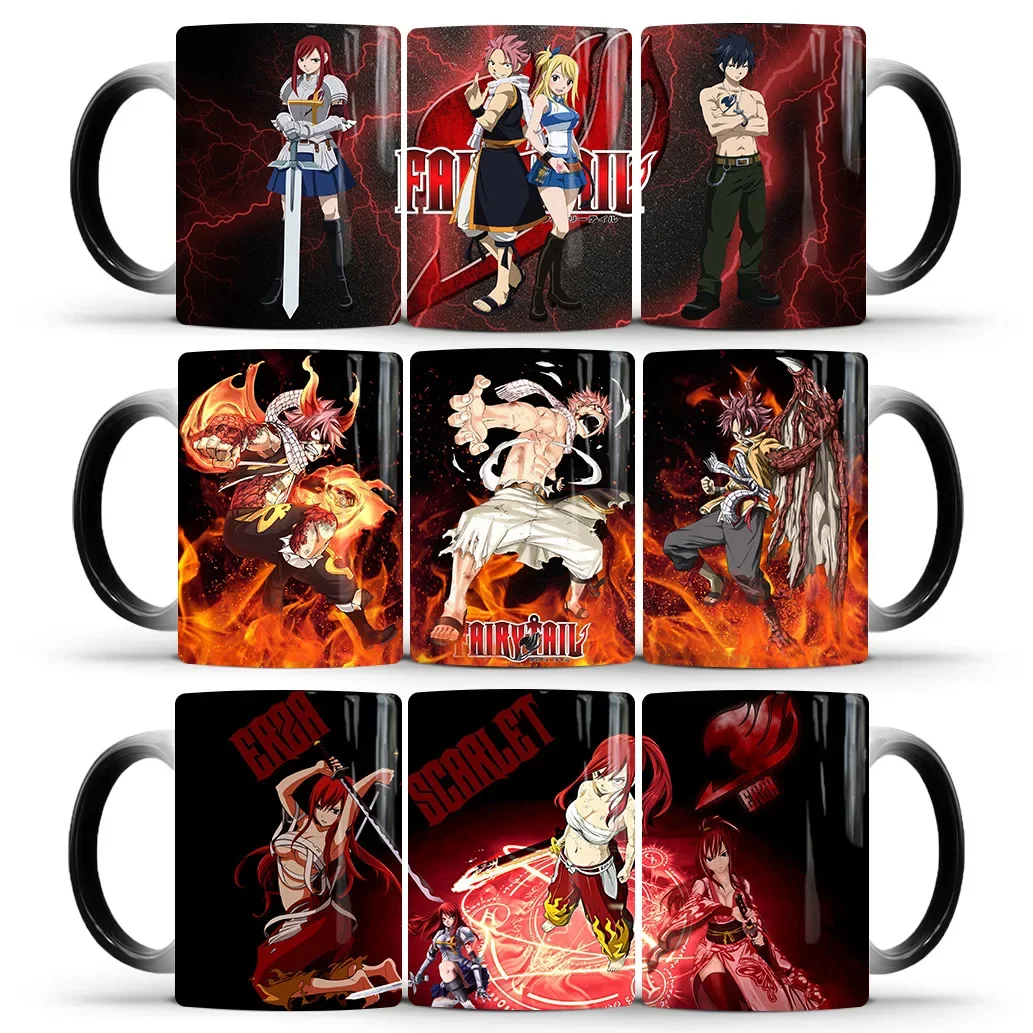 Fairy Tail Discoloration Mug Anime Color Changing Cup Animation Ceramic Coffee Cup Heat Sensitive Tea Milk Mug Novelty Drinkware