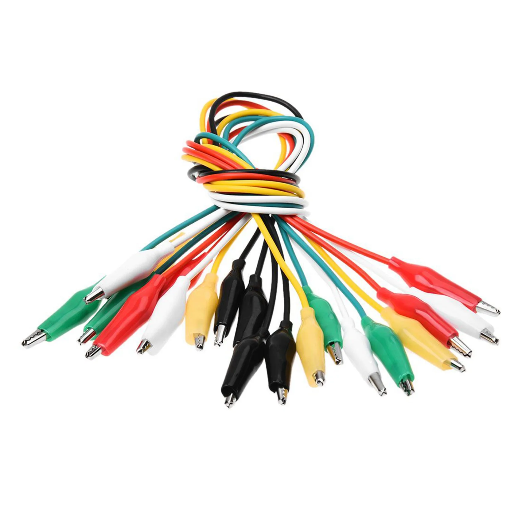 B14C 50Pcs 5-Colors Double Ended Alligator Clips Test Lead Jumper Wire 50Cm