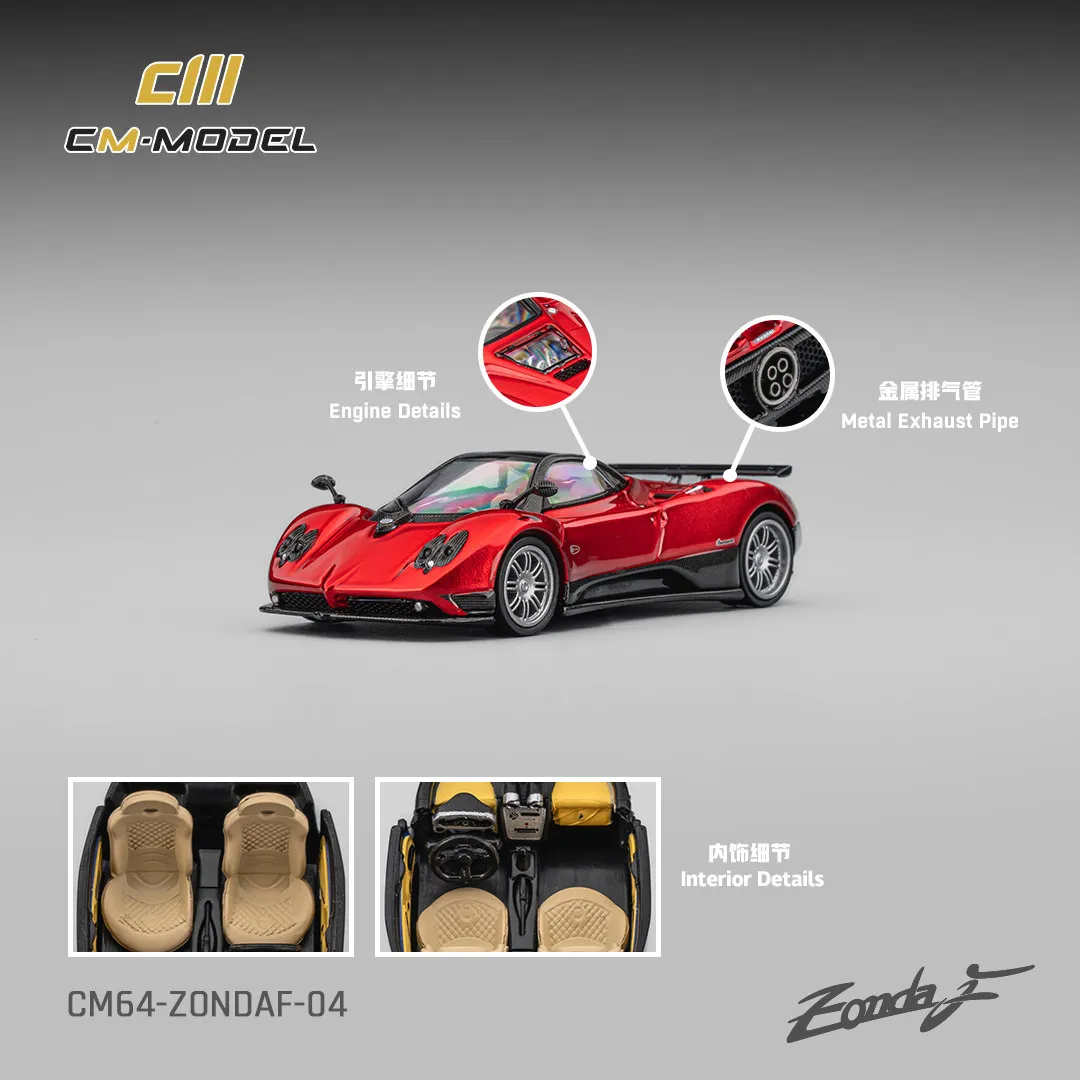 CM 1/64 Pagani Zonda F Dubai Red Collectible Model Car for Gift & Display