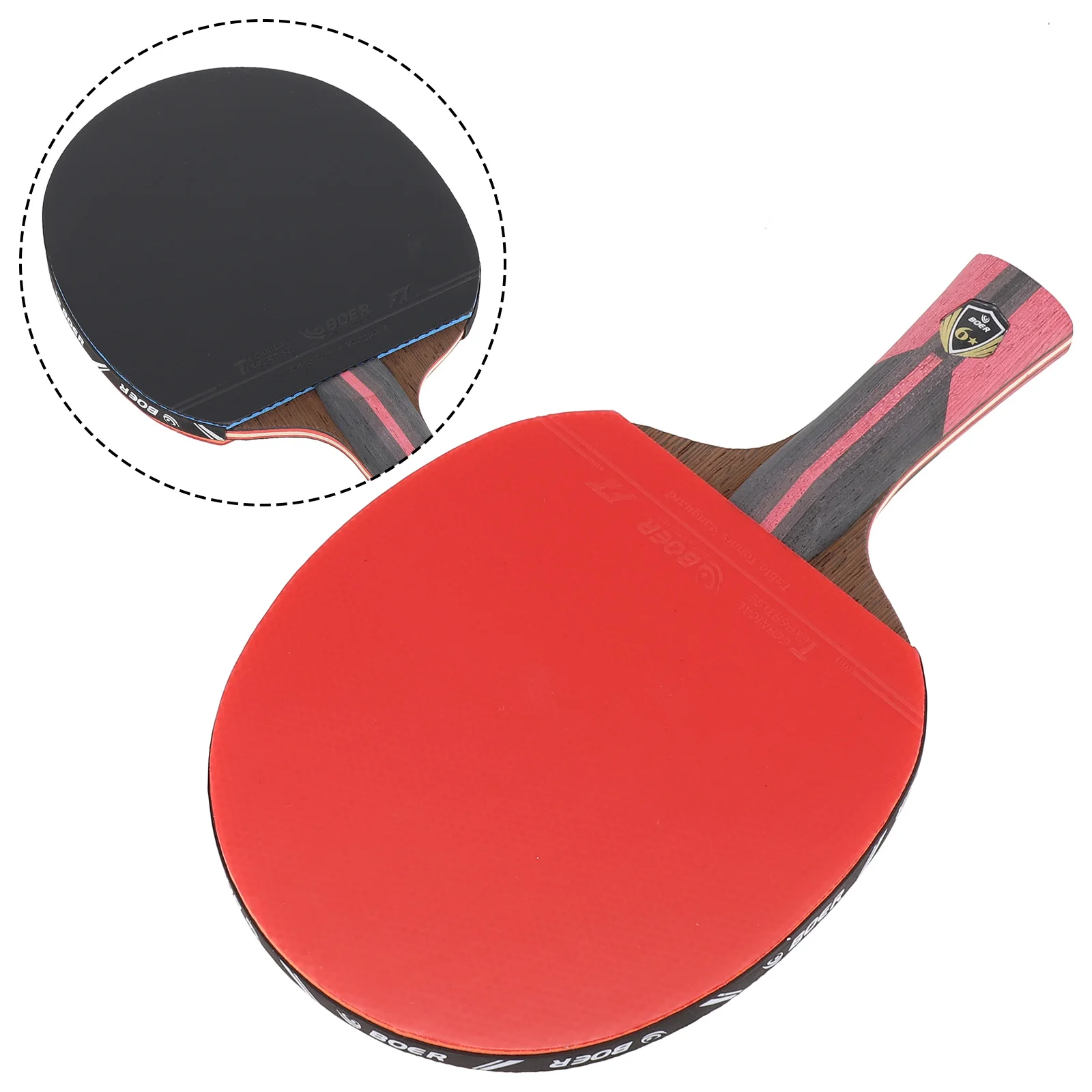 High Quality Indoor Sports Table Tennis Racket 1 Pcs 6 Star Spin Control Anti-skid Long Handle Table Tennis Sports