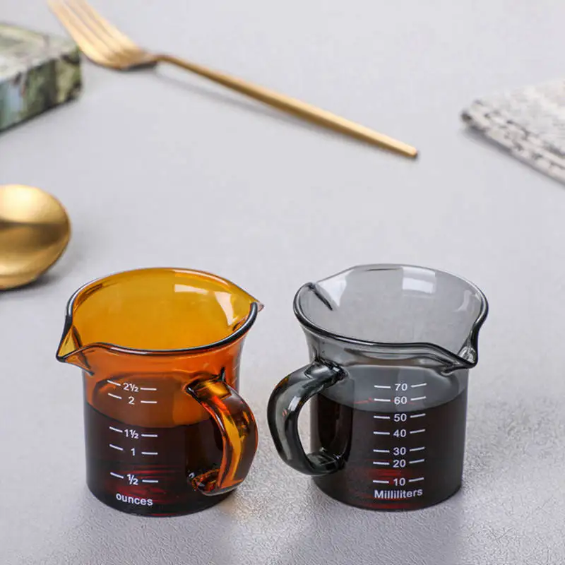 70ml Heat-resistant Transparent Glass Measuring Cup With Scale High Borosilicate Glass Milk Cup With Handle Household Cups Mug