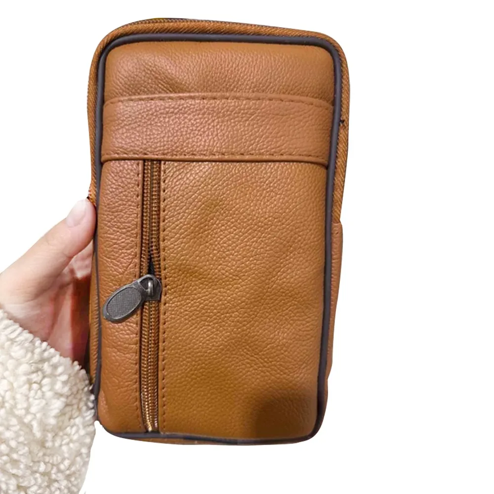 Large Capacity Mobile Phone Pouch Case Leather Waterproof Phone Belt Clip Case Charming Multifunctional Phone Belt Hanging Pouch