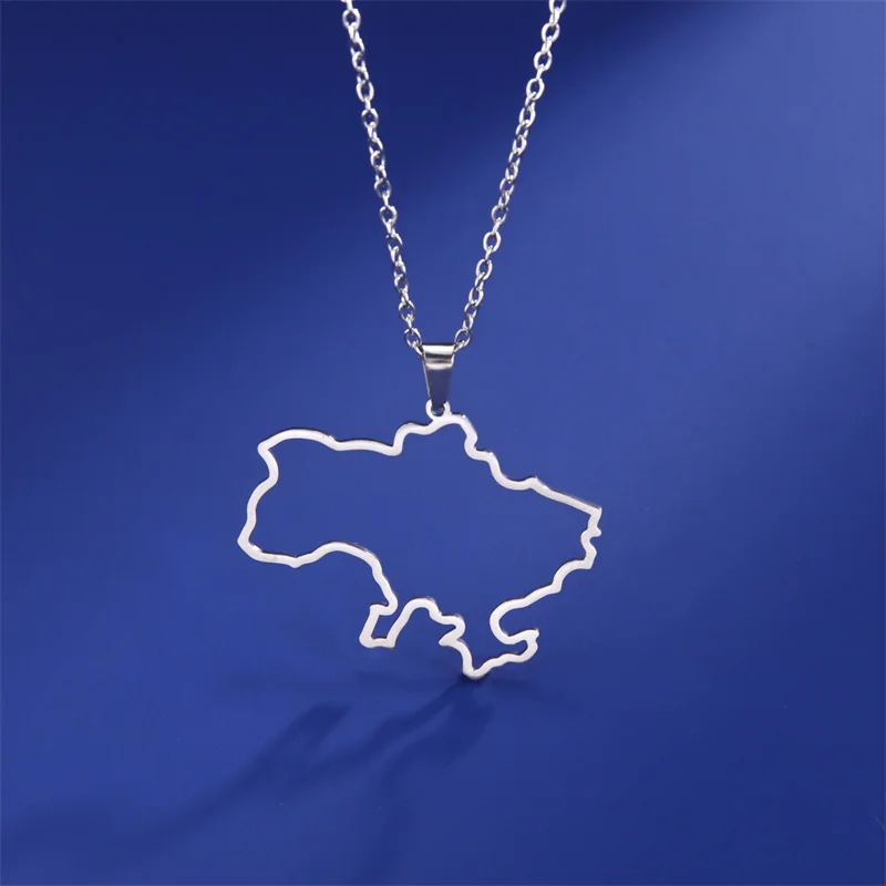 Mode Umriss Ukraine Karte Halskette Kette Halsband Hals Edelstahl Schmuck Ästhetische Halsketten Geschenke accesorios para mujer – Detail 24