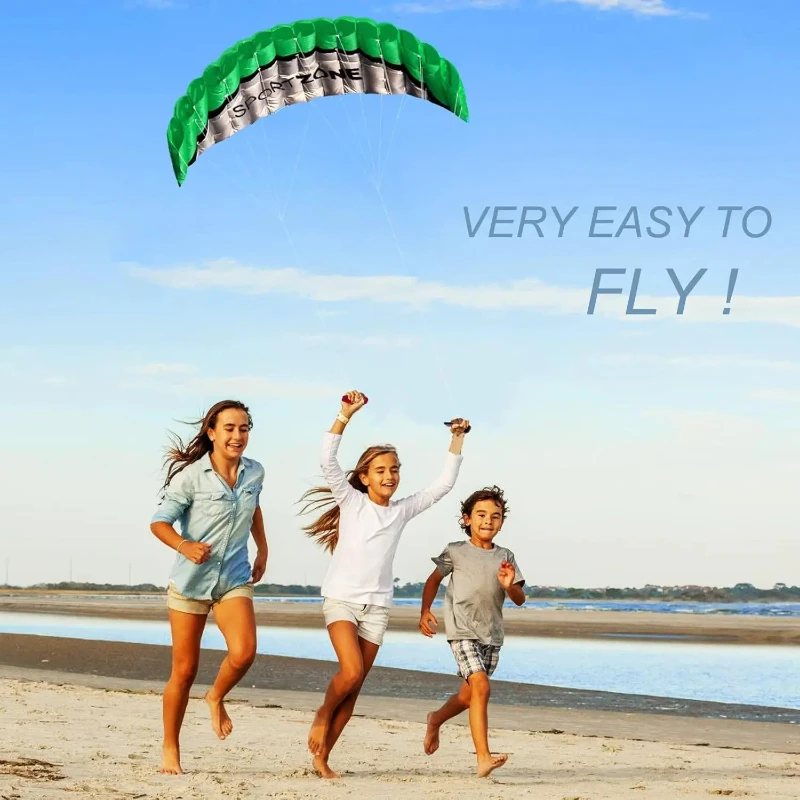 Interessante Extreme Sports Hoge kwaliteit Dual-line Zachte Paraplu Vlieger Groen Parachute Sport Strand 2,5 meter Paragliding