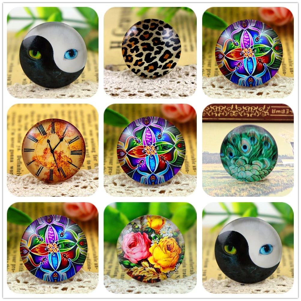 New Fashion  5pcs/Lot 25mm Handmade Photo Glass Cabochons Bright