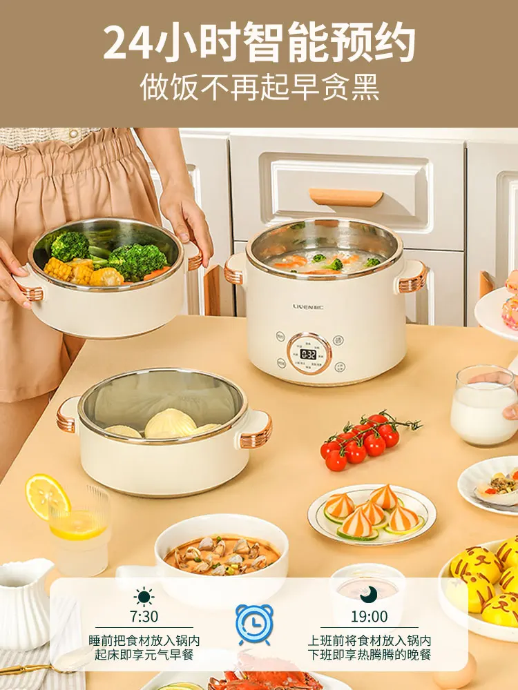 Leen Electric Steamer Multi Functional Three Layer Cooking Integrated Pot Steamer Cooker Buffet Food Warmer Steamer Pot