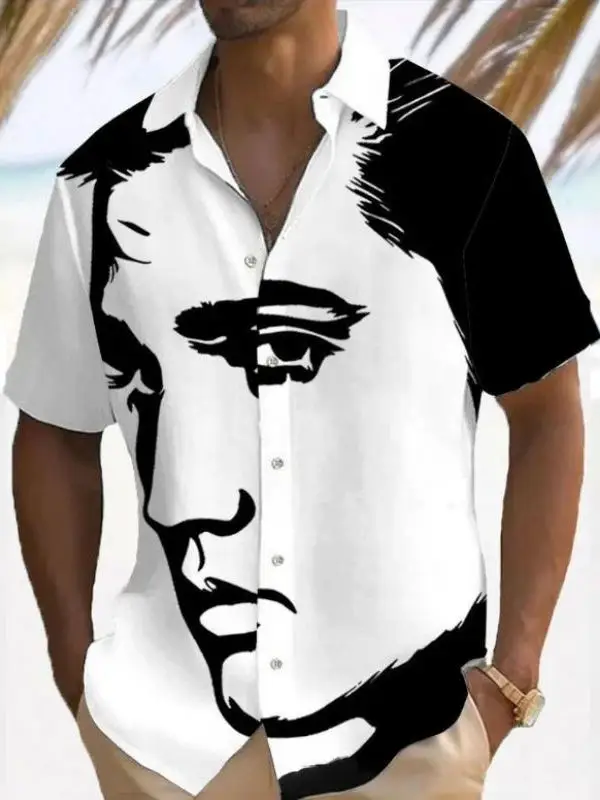 

Men's 3D Digital Print ort Sve irt Casual Loose Fit Summer Faion Printed Top for Men