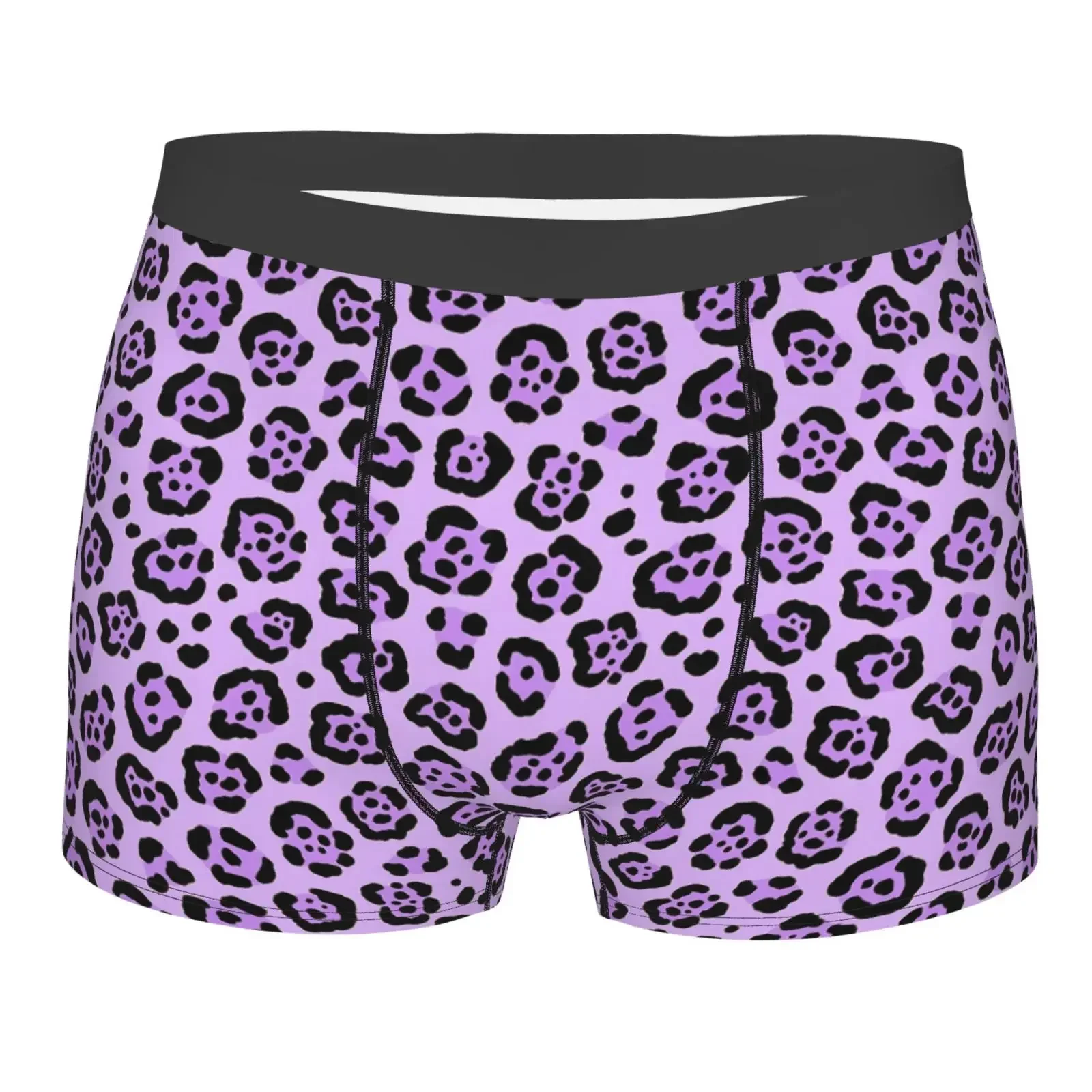 Purple Leopard Print Pattern Men Underwear Boxers Men's Novelty Underpant Breathable Printed Male Underpants Man Boxer Briefs
