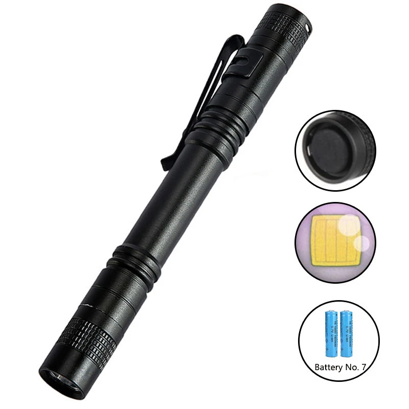 1Pc Powerful Mini Flashlight Pen Torch Small Flashlight Waterproof Lanterna Pocket Flashlight （battery Not Included）