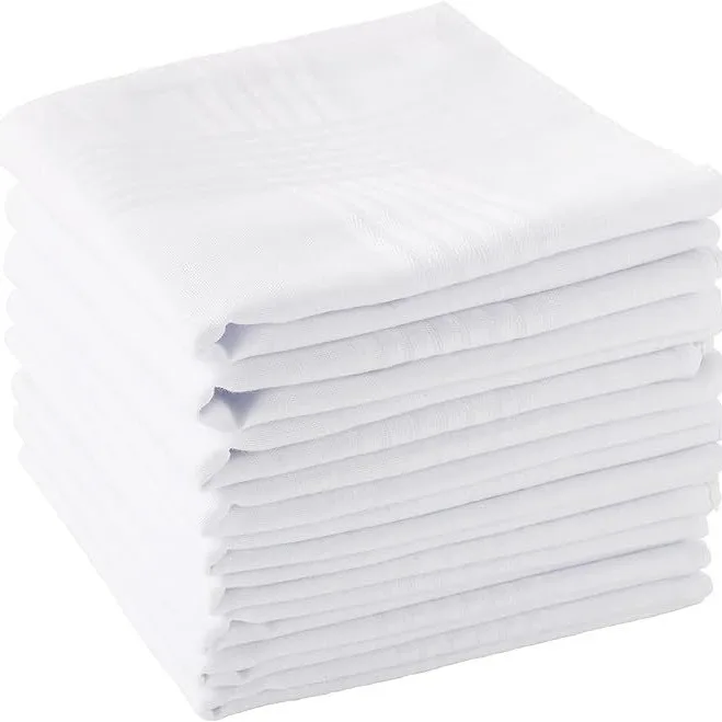 12Pcs Pure Cotton Women's Design Painting Tie-dyeing Rubbing White Square Towel Handkerchief Pure Cotton Men's 40cm