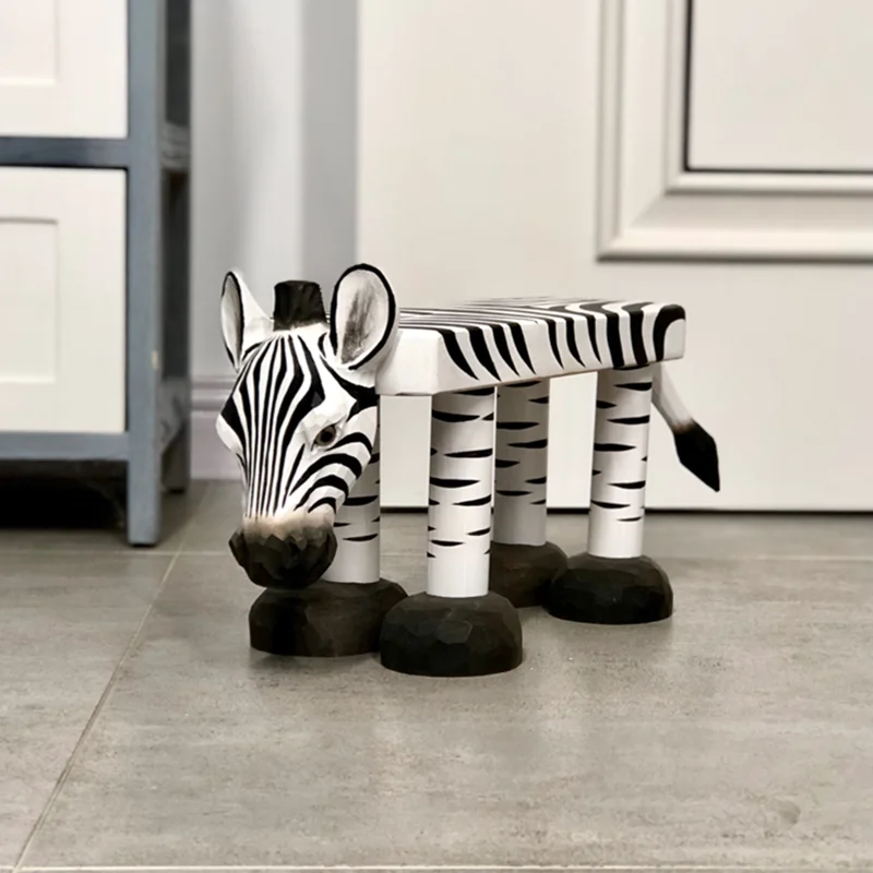 Yjq animal solid wood home creative small bench hand-carved home ornament soft decoration cute jewelry