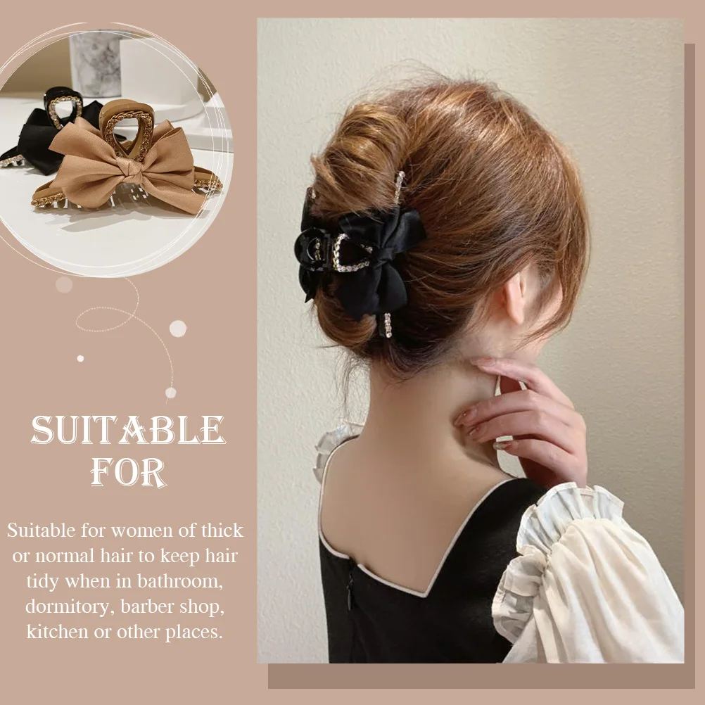 2 Pcs Bowknot Clips Non-slip Fabric ABS Material Creative Clamp for Girls Hair Tying Claw Keeping Hair Back Washing Face Beauty