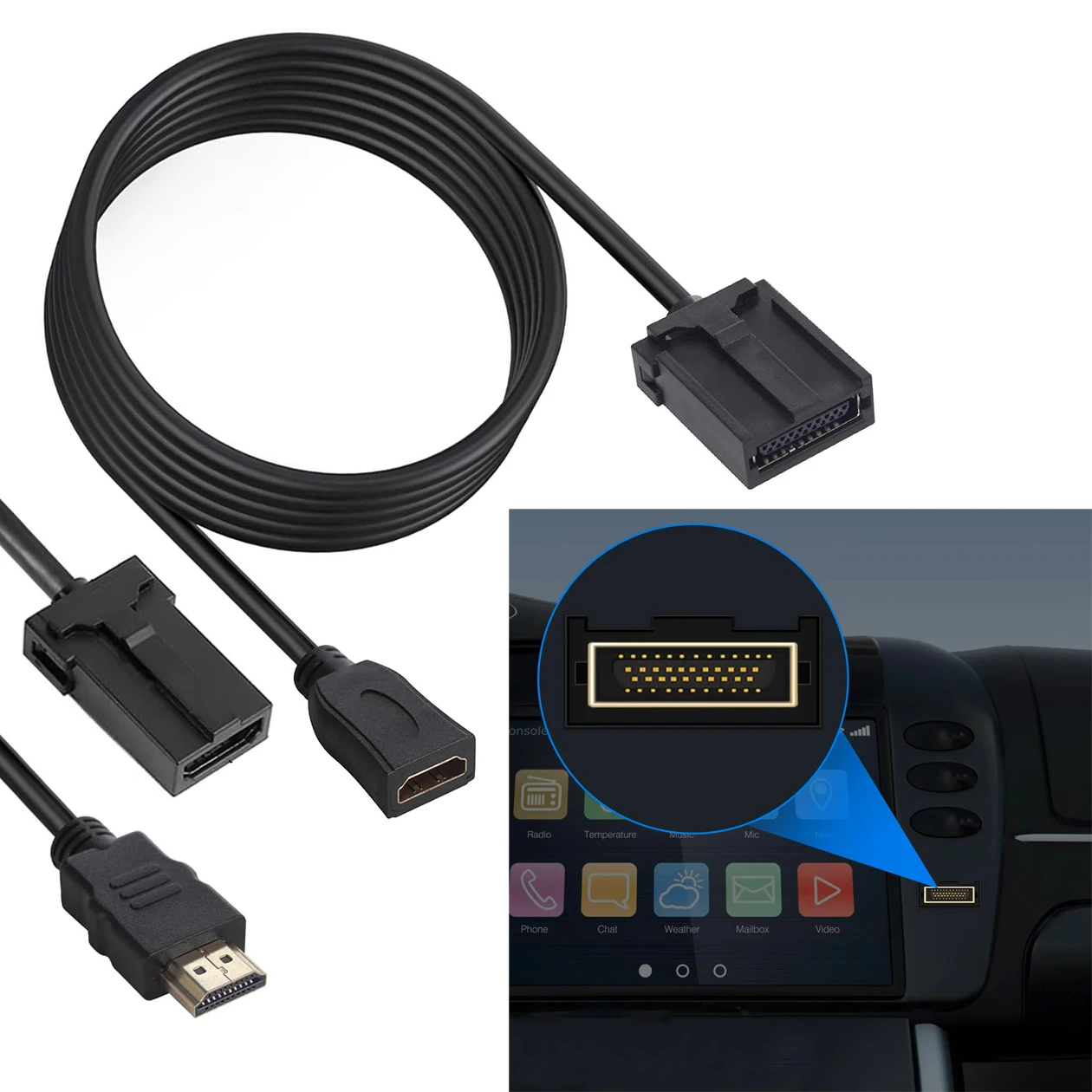 Kabel HDMI typu E do A o długości 1,5 m, odporny na uderzenia, samochodowy kabel wideo i audio 4K 1080p HD do multimedialnego deski rozdzielczej samochodu — zdjęcie produktu 7