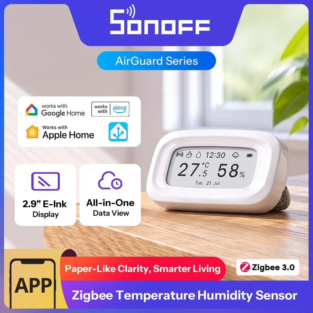 SONOFF E-Ink Zigbee Temperature Humidity Sensor 2.9
