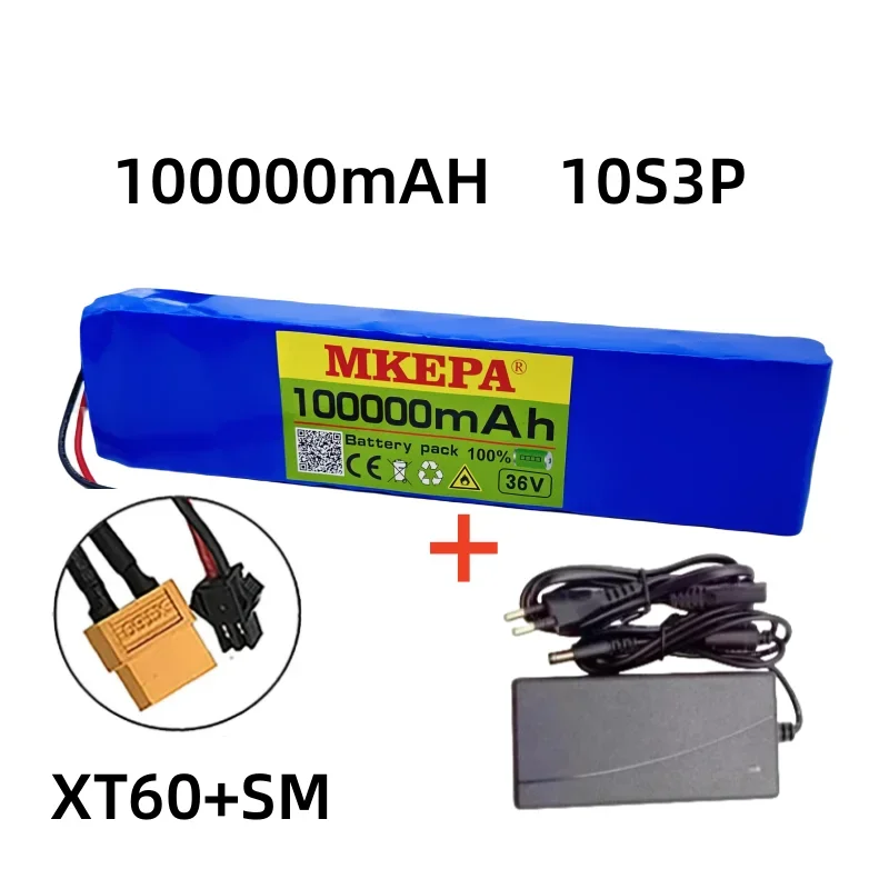 36V 100Ah 18650 Rechargeable Lithium Battery Pack 10S3P 1000W Power Modified Bicycle Scooter Electric Vehicle with BMS