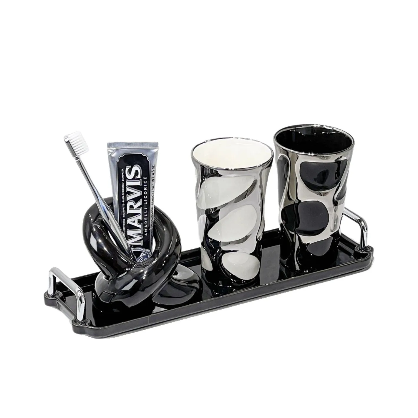 High-grade ceramic mouthwash cup, toothbrush holder, mask, bathroom rack, toothbrush cup holder, household decorative ornament.