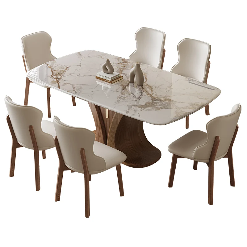 Modern Dining   Room Home Furniture Table With Base Dining Chair Light Luxury Marble Top Dining Room Sets