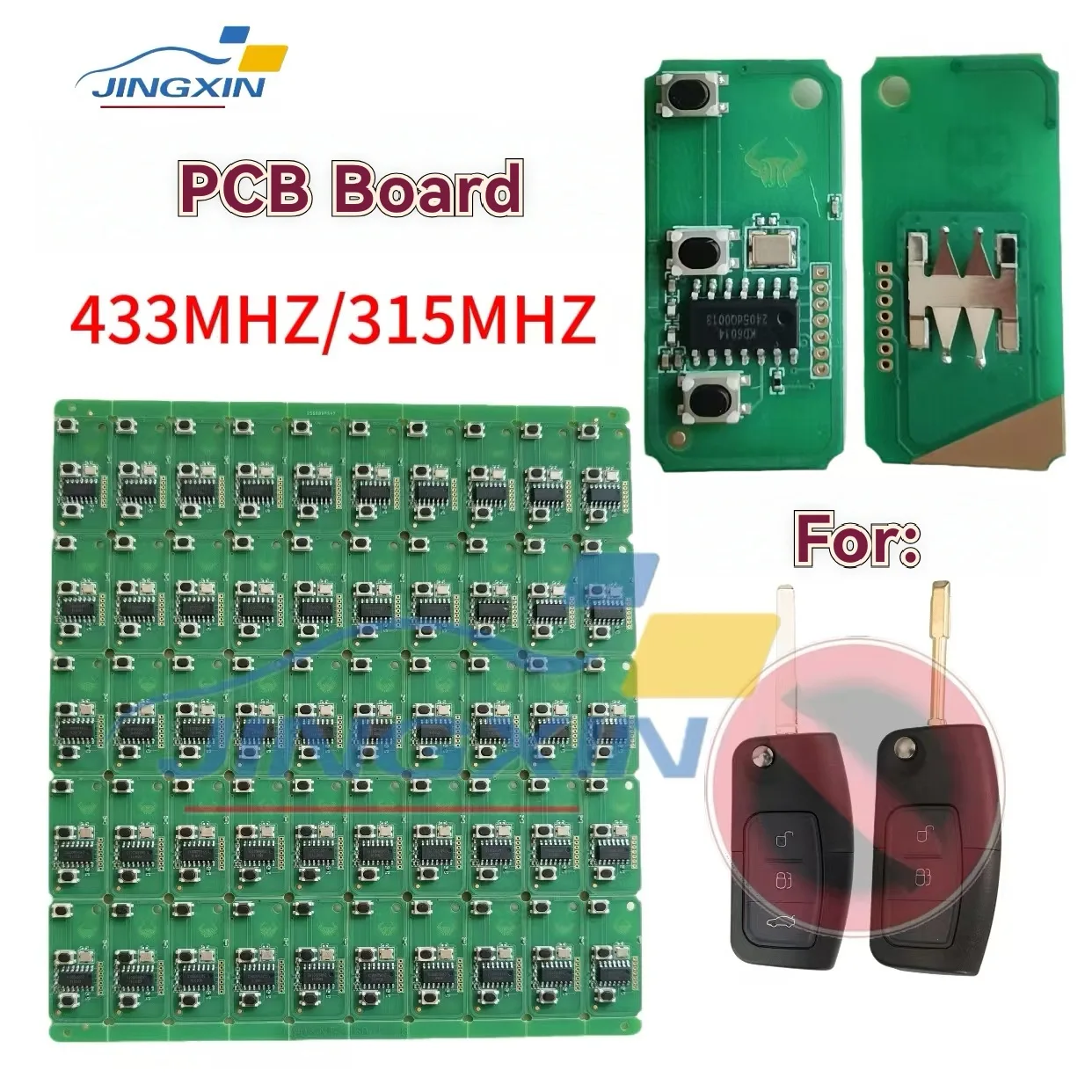 Jingxin 3Buttons 433/315MHz Remote Car Key PCB Board For Ford Focus 3 Mondeo C Max S Max Galaxy Fiesta Car Key PCB Board