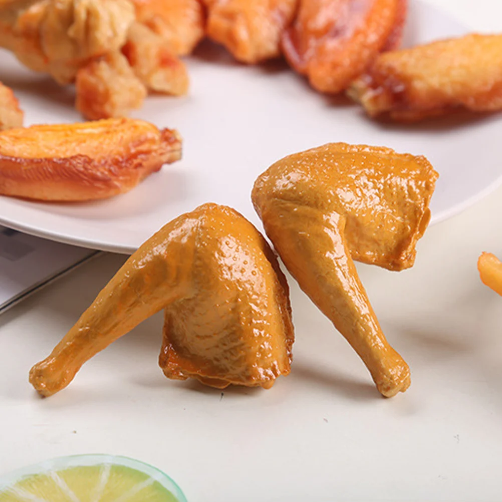 

4 Pcs Artificial Food Model Simulated Chicken Wings Fake Drumstick Faux Legs Yellow Pvc