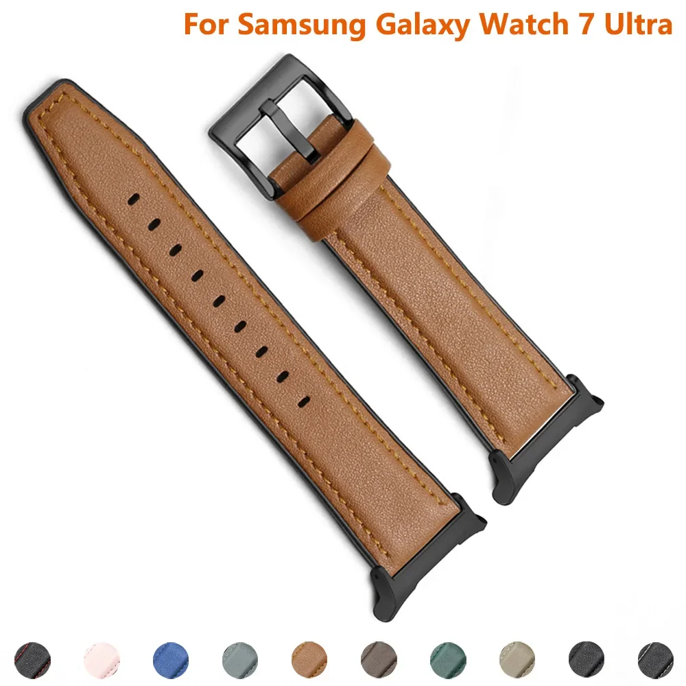 

Кожаный + силиконовый ремешок для Samsung Galaxy Watch 7 ULTRA 47 мм, мужской и женский ремешок для Galaxy Watch Ultra 47 мм, браслет без зазоров Correa