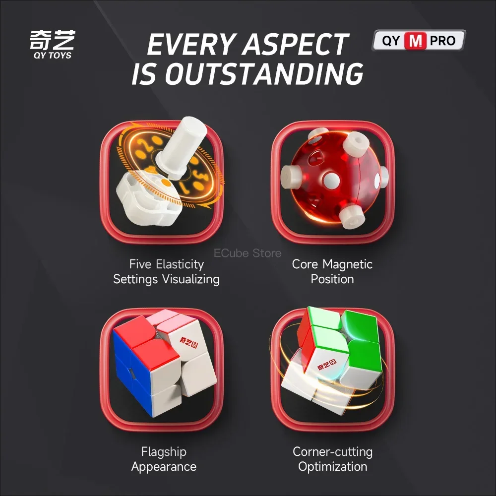 [ECube] QiYi M Pro 2x2x2 Core Magnetic 4x4 M Pro professional Speed Cube stickerless Magnet magic Educational Toys