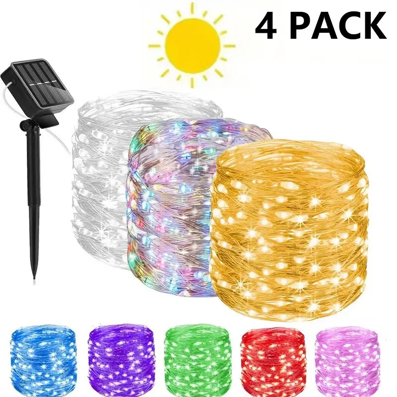 

Solar Fairy Lights Outdoor Waterproof 8 Modes Copper Wire LED String Lamps for Garden Tree Patio Decor