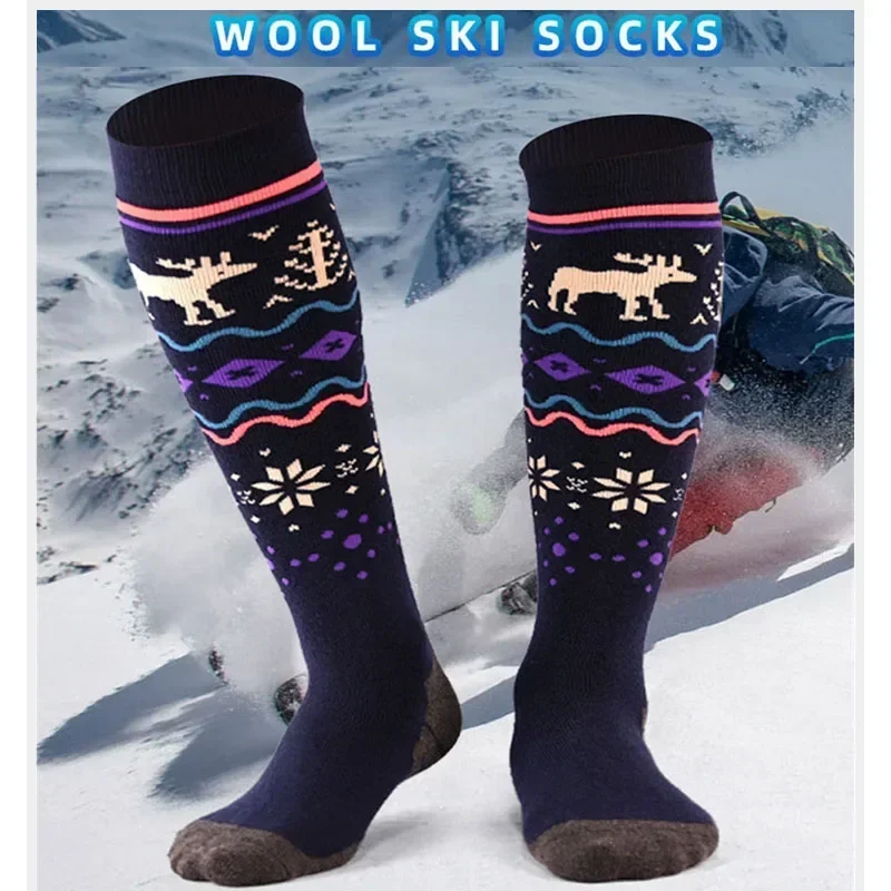 2025 Ski Socks Adults Thickened Thermal Long Tube High Top Socks Outdoor Snowboarding Skiing Warm Prevent Cold Soft Snow Socks