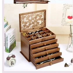 Space-Saving Multi-Tier Jewelry Organizer Elegant Wooden Box for Accessories Display Large Gift Packaging with Layered Storage