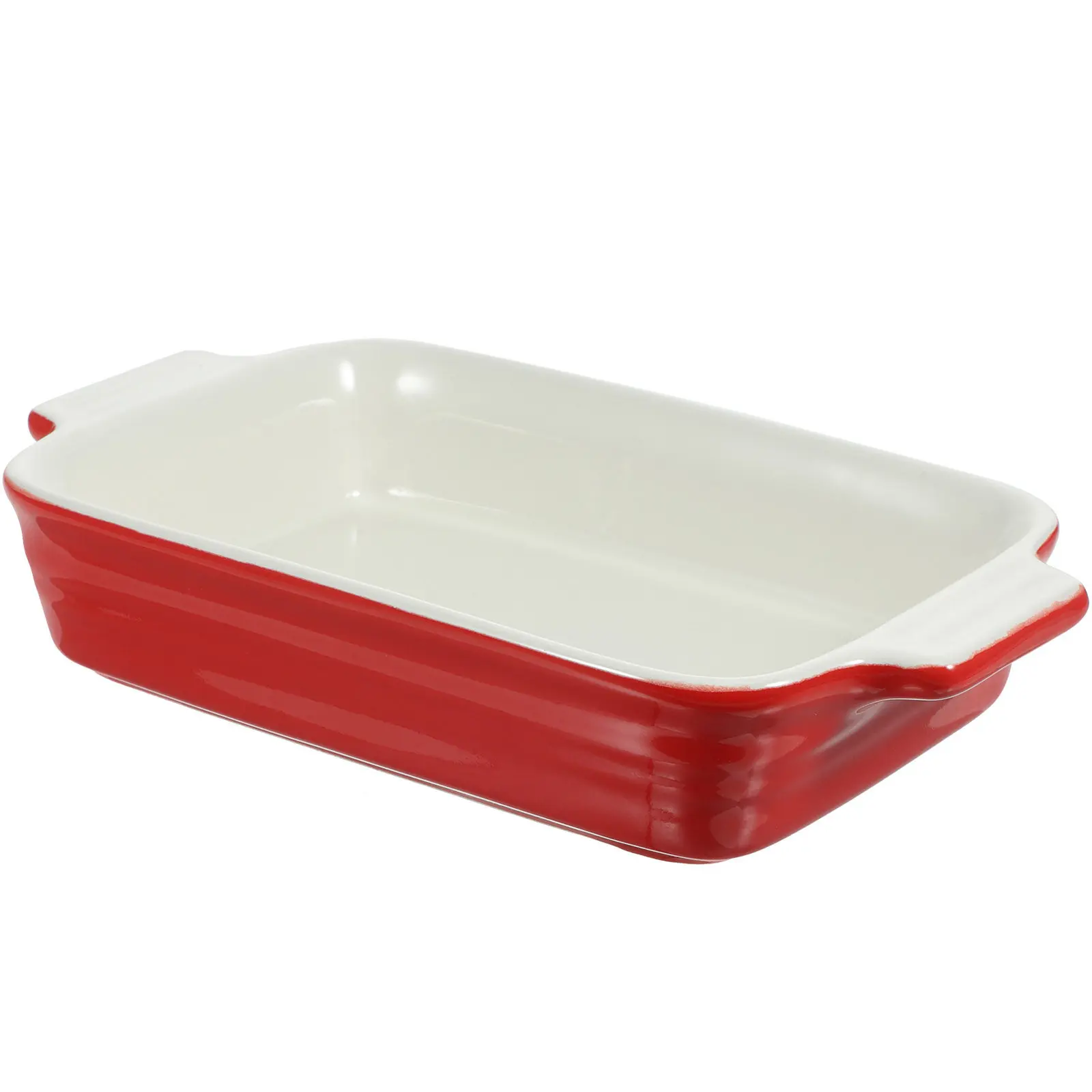 

1Pcs Baking Tray Ceramic Rice Bowl Double Handle Multipurpose Oven Microwave Safe Storage Tray for Family Restaurant Hotel