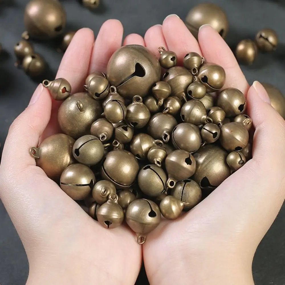 6/8/10/12/14/16/18/20/25mm Bronze Metal Jingle Bells Loose Beads Festival Party Christmas Decoration DIY Crafts Accessories