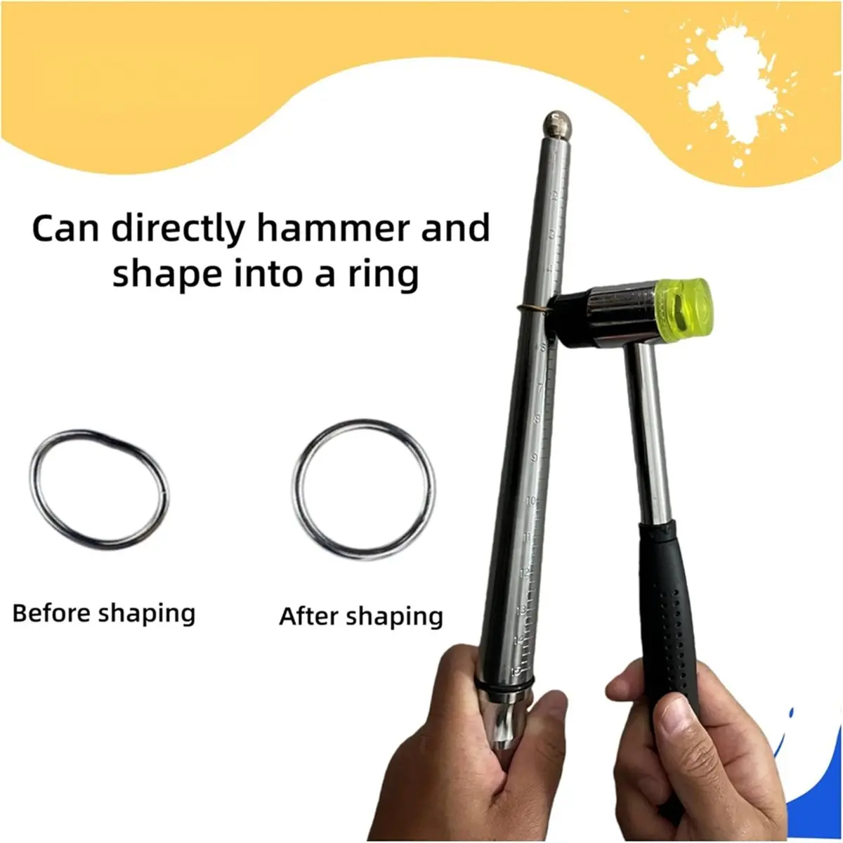 Steel Ring Mandrel Pro Stainless Steel Solid Ring Mandrel US 0-15 Mandrel Ring Sizer with 1/4 Size Hammerable Mandrel