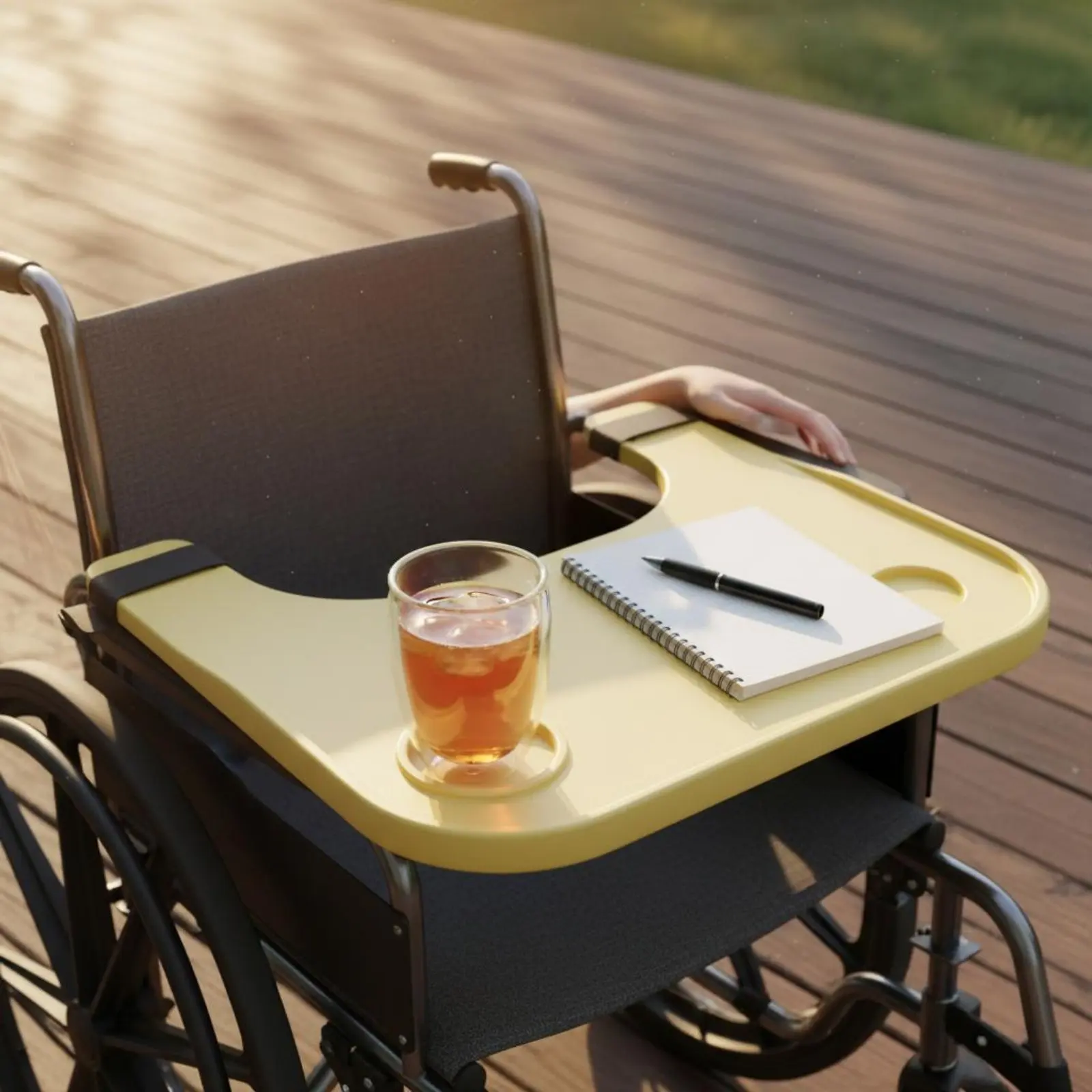 Detachable Table Sturdy Tray Table Detachable Lap Tray Waterproof Mobility Aid Accessory Beverage Holder Holder view 3