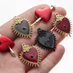 10pcs Vintage Halloween Multi-style Heart Charms Pendants for Earrings Bracelet Necklace Jewelry Supplies DIY Accessories