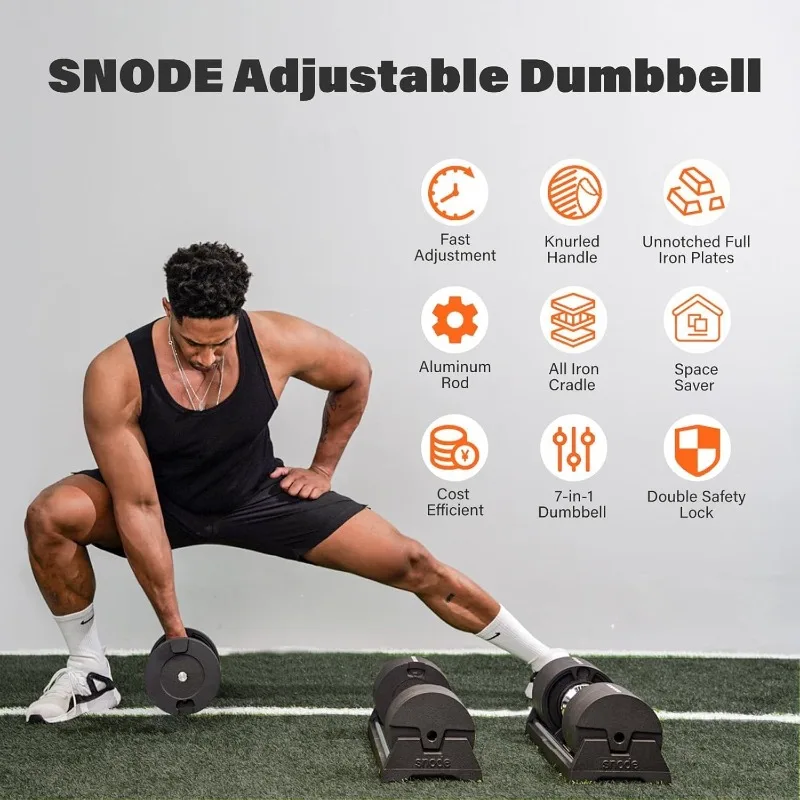 

SNODE AD80 80LBS Adjustable Dumbbell Set Anti Drop Design With Storage Cradle Knurled Handle Fitness Weight