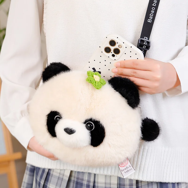 25CM Cute Giant Panda Backpack Soft Stuffed Animals Raccoon Bag Adjustable Shoulder Strap for Girls Kids Xmas Gifts Home Decor