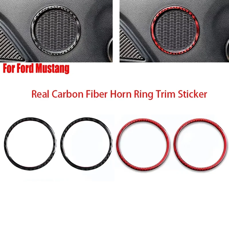 

For Ford Mustang GT 2015-2021 Car Accessories Carbon Fiber Interior Auto Door Audio Speaker Decoration Frame Stickers Trim Cover