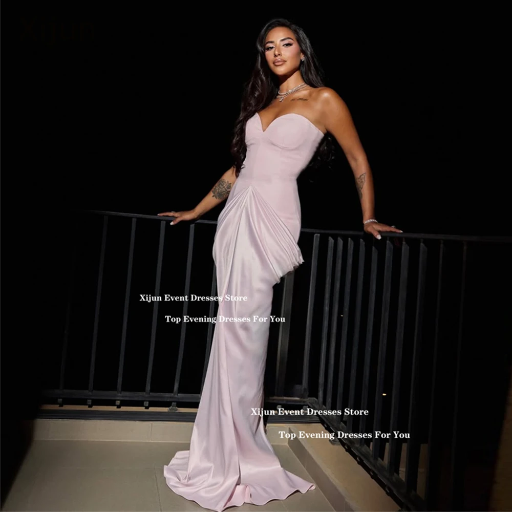 

Xijun Pink Crepe Mermaid Evening Dresses Sweetheart Pleated Sleeveless Long Prom Dresses Formal Prom Gowns Women 2026 Customized