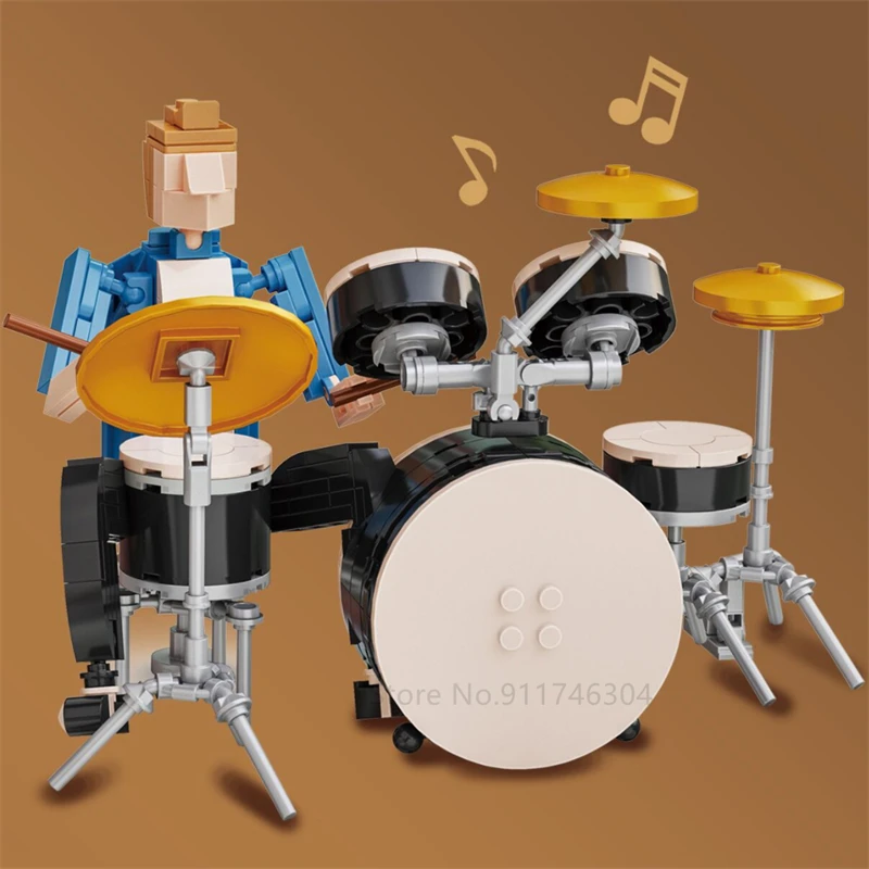 Jazz Band Trumpet Violinist Building Block Kit Music Fiddler Cellist Saxophone Player Figure Brick Model DIY Kid Toy Gift