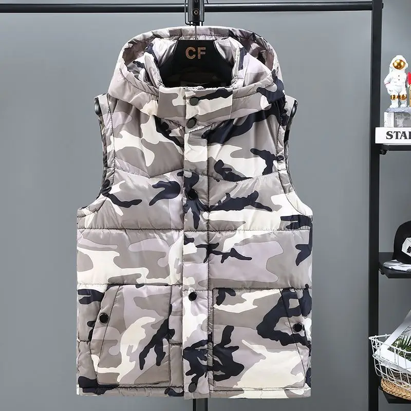 

Korean Design Men's Winter Camouflage Down Vest Thickened Couple Coat for Outdoor Activities Teens Students​