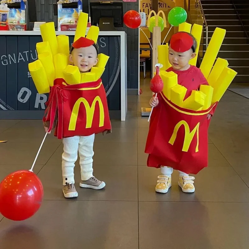 Halloween creativo divertido parodia patatas fritas conjunto de disfraz de bebé para niños niñas niños lindos trajes de espectáculo escénico patatas fritas mono trajes