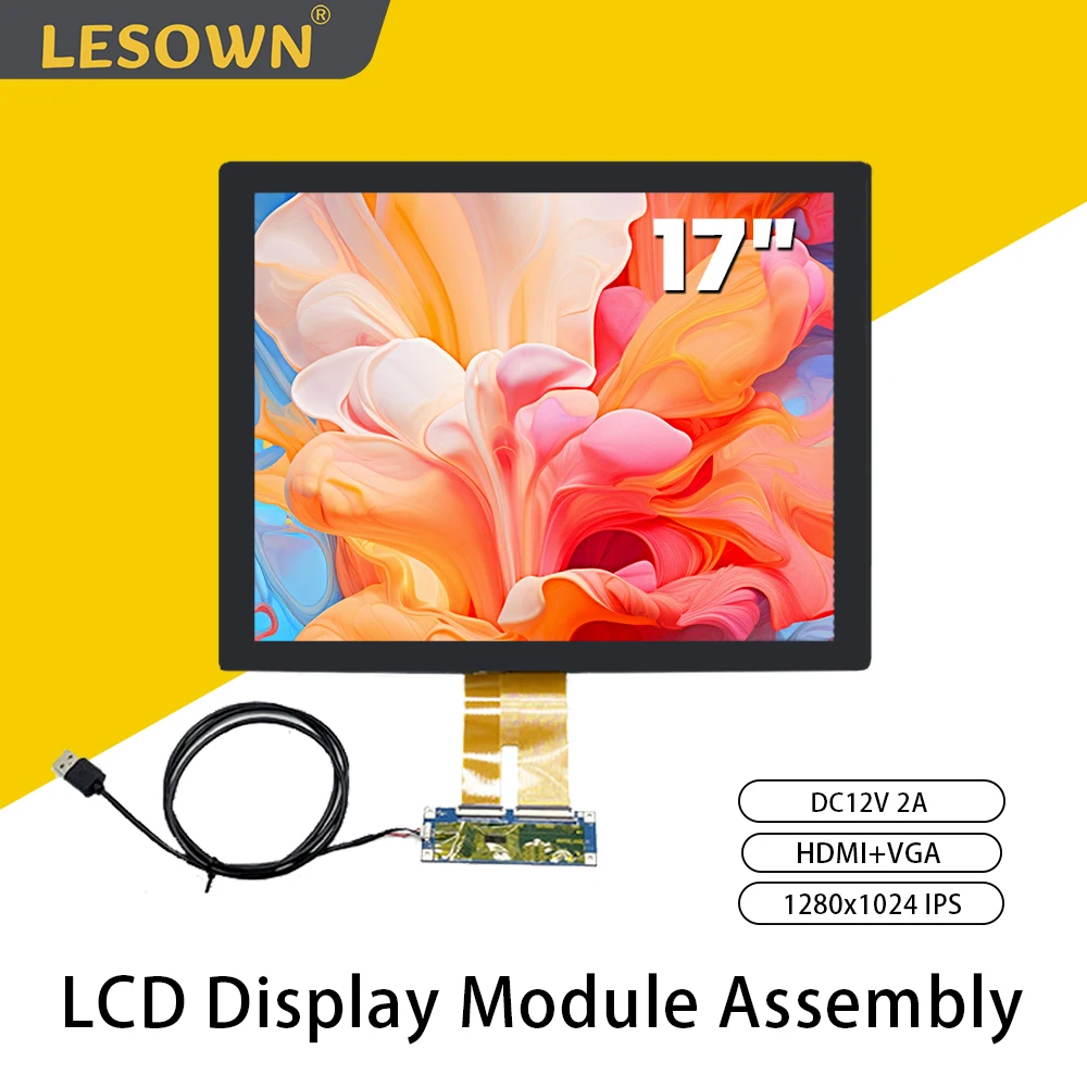 

LESOWN 17 inch Original 1280x1024 LCD Display Touch Screen with Driver Board Assembly Compatible with HDMI VGA External Module