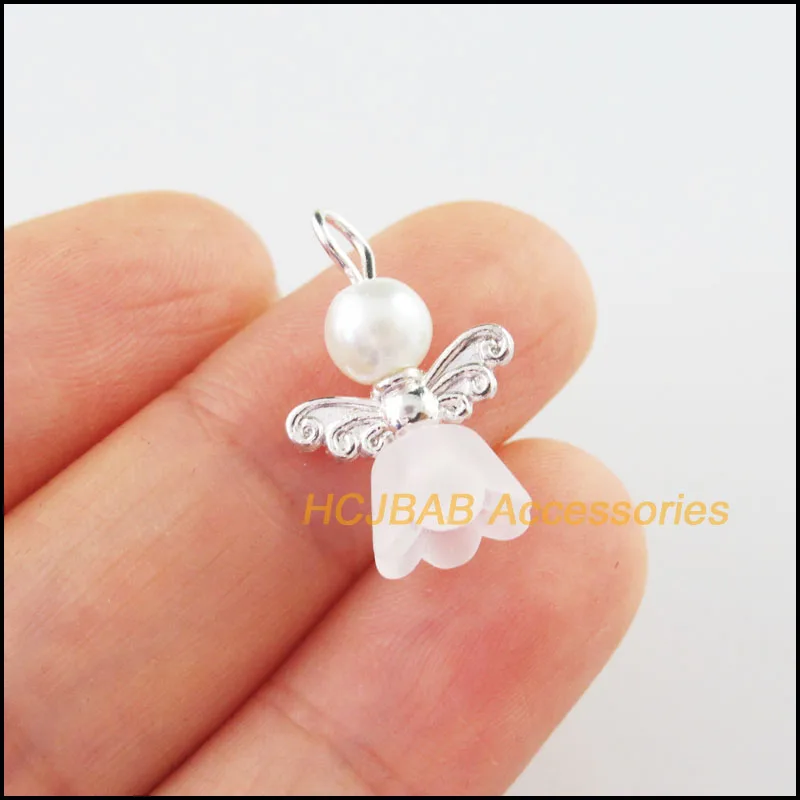Silver Plated Dancing Angel Wings Charms, 20Pcs