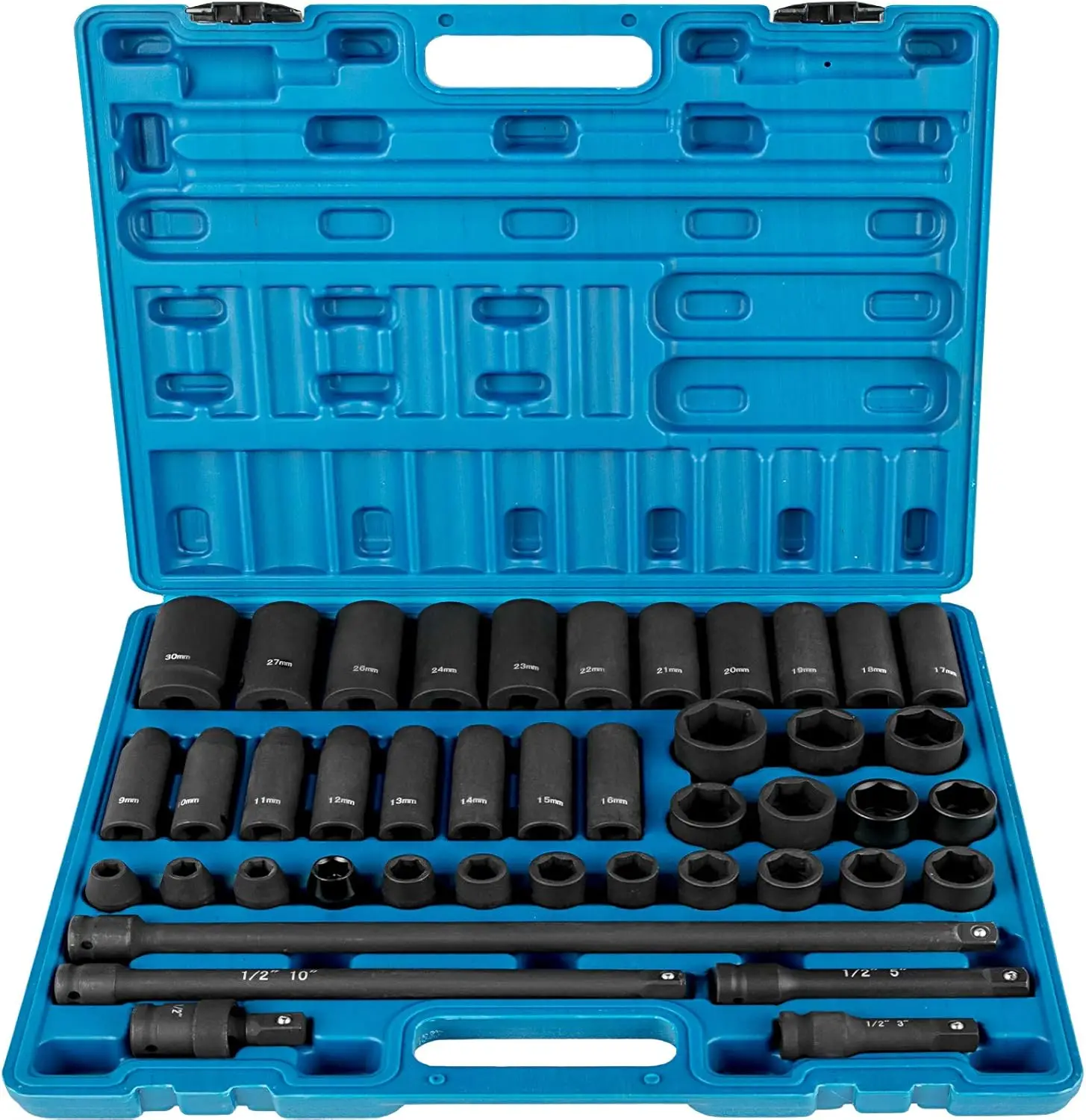 

Impact Socket Set 1/2 Inches 43 Piece Impact Sockets 1/2 Inches Drive Socket Set High-torque Standard Socket Assortmen