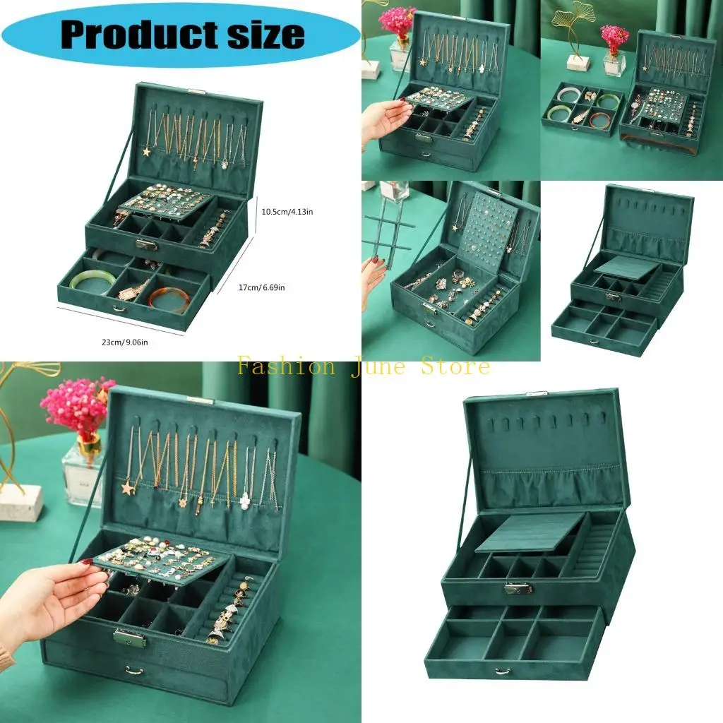 

N5KA Velvets Jewelry Display Organizers Case Protects Rings Earrings Chains