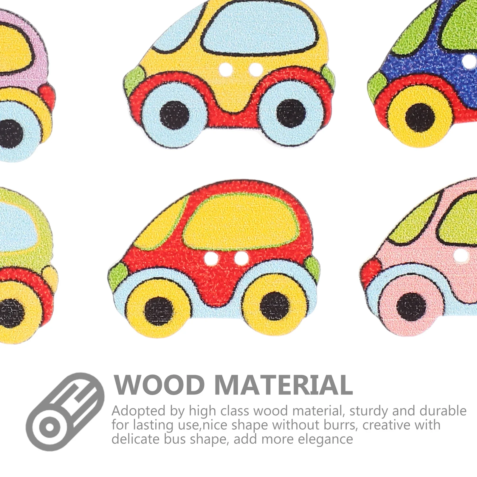 

100Pcs Wooden Buttons Creative Cartoon Car Shape Multipurpose Clothing Embellishment for Coat Suit Sweater Overcoat DIY Craft