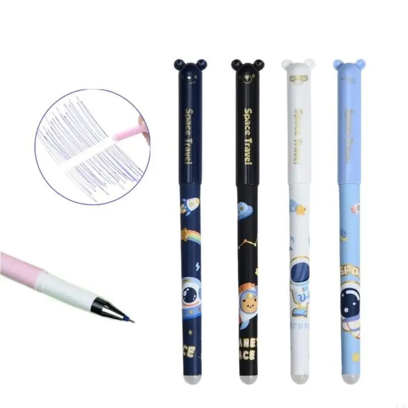 4pcs Cartoon Gel Pen 0,5 мм стиральная гель -ручка с ручкой заполняет ластики для написания k1kf