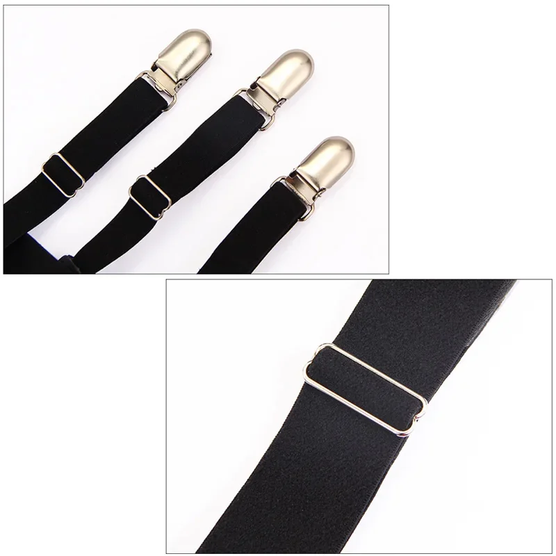 Men's Adjustable Elastic Shirt Stays with Locking Clamps