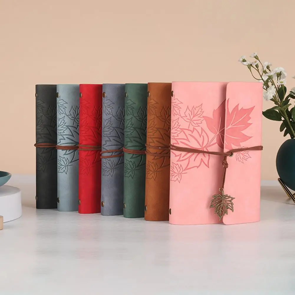 Amplamente aplicado material escolar retro maple leaf print notebook para o presente