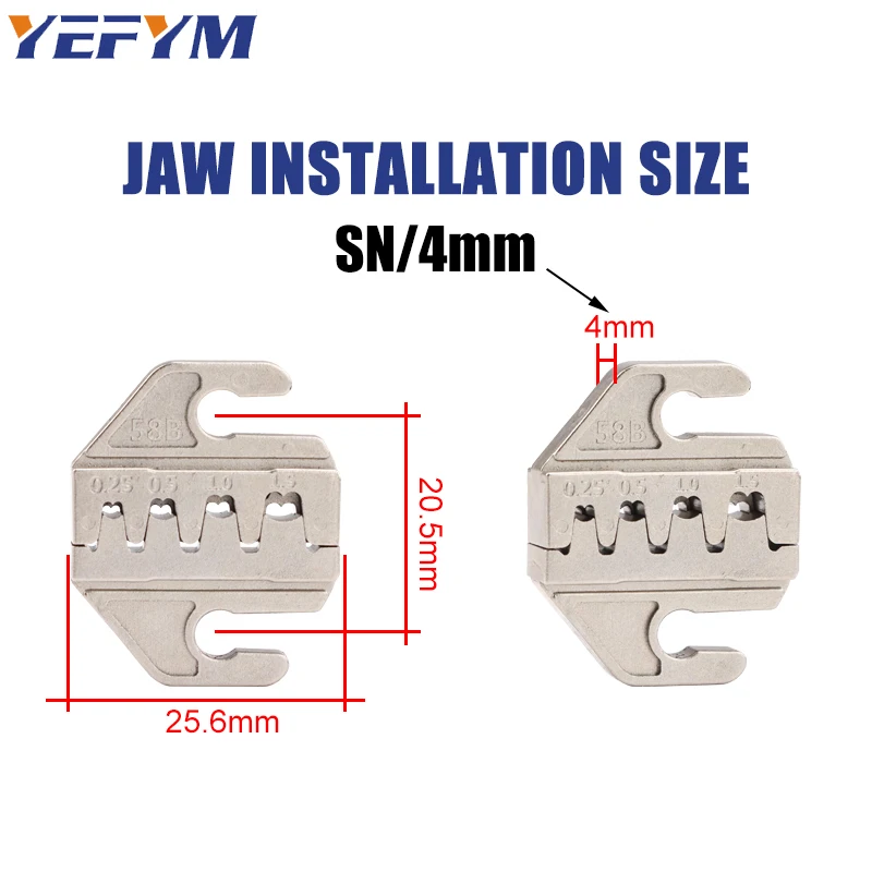 1 stks SN Krimptang Kaak (Breedte 4 mm/Tang 190 mm) Poederlegering Voor TAB 2.8 4.8 6.3 XH2.54 Plug Isolatie Buis Terminal Gereedschap